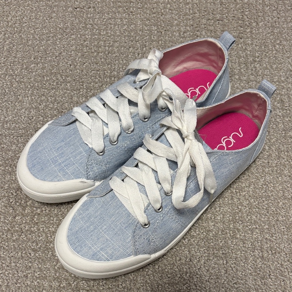 Sugar Denim Blue Sneakers with Pink Interior